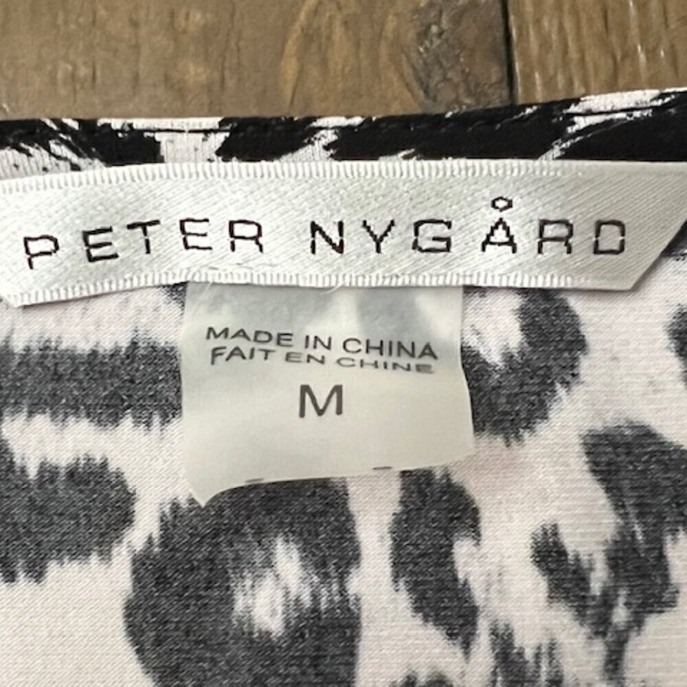Peter Nygard Black and White Animal Print Surplice Faux Wrap Dress Size M - Picture 5 of 6